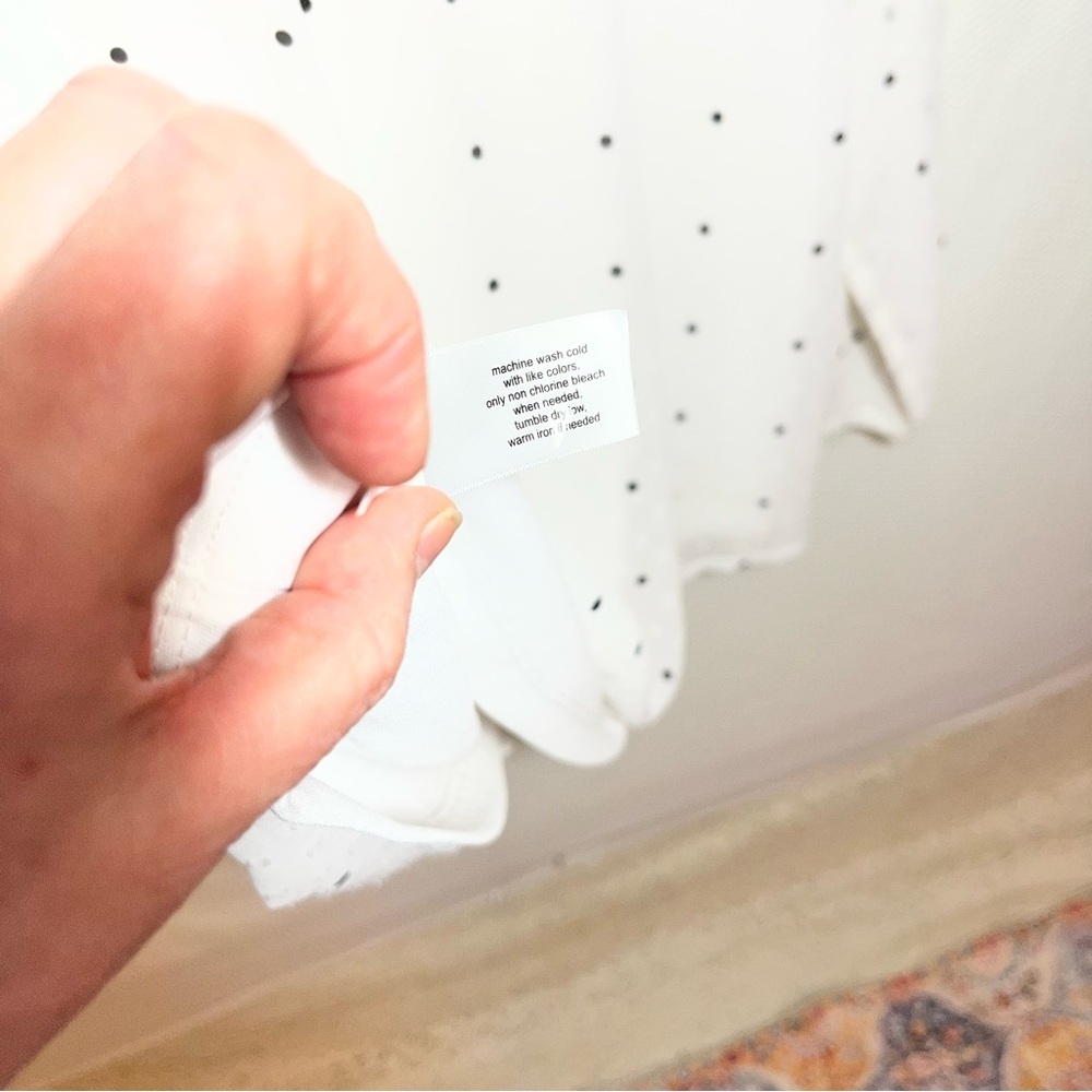 Lane Bryant White and Black Polka Dot Button-Front Blouse built in lining - Picture 4 of 11